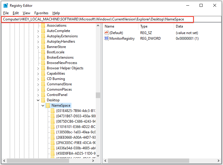 find the target Registry key