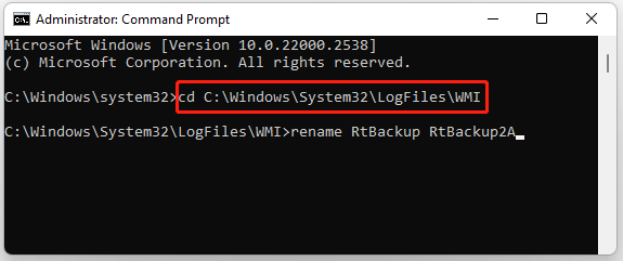 rename the RtBackup folder