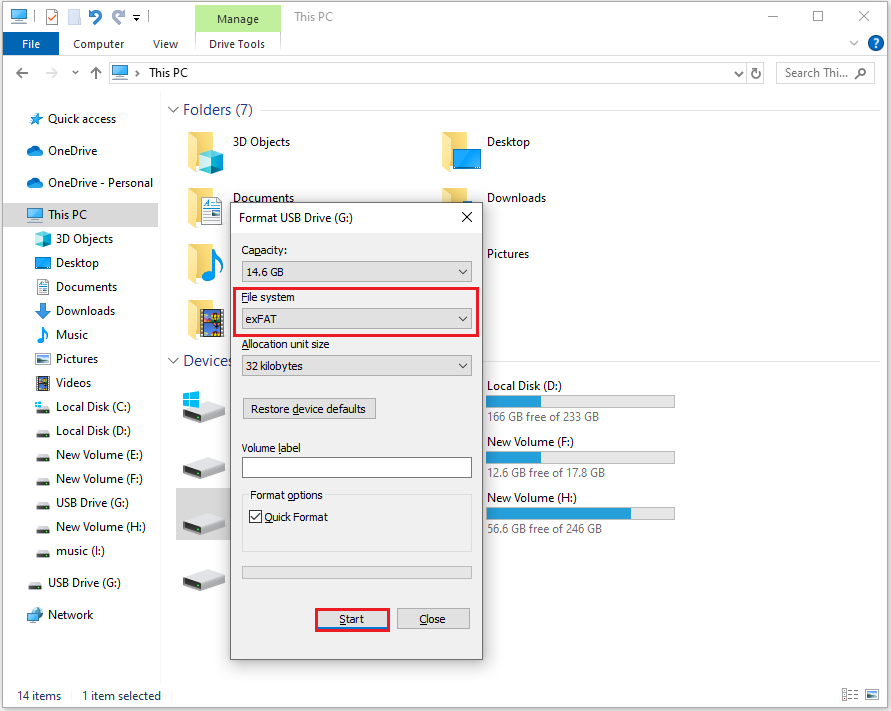 click Format option