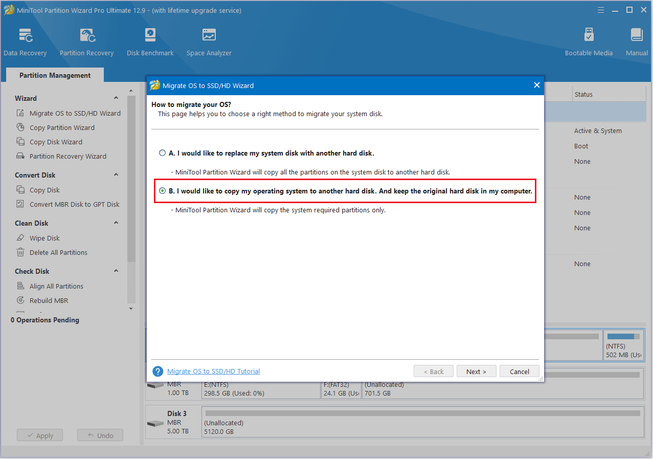 click Next in MiniTool Partition Wizard