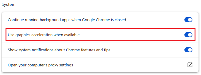Turn off Use graphics acceleration when available