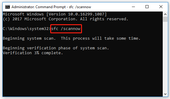 type sfc /scannow