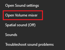 click Open Volume mixer