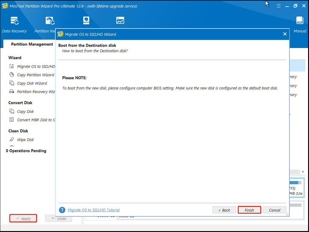 migrate OS using Partition Wizard