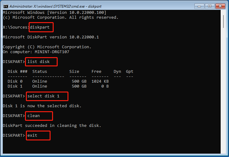 delete all partitions using DiskPart