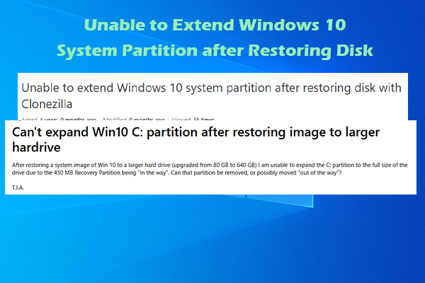 Unable to Extend Windows 10 System Partition after Restoring Disk