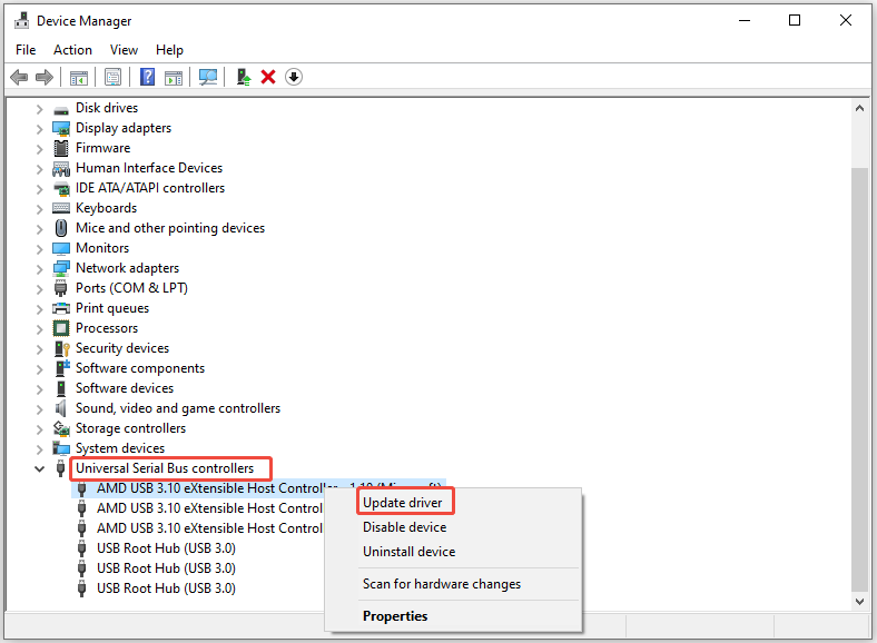 update USB controller driver