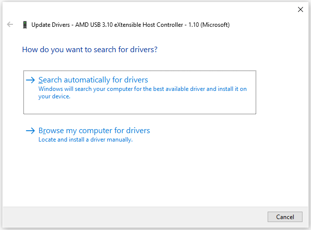 pick a manner to update the driver