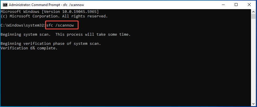 type and run SFC command