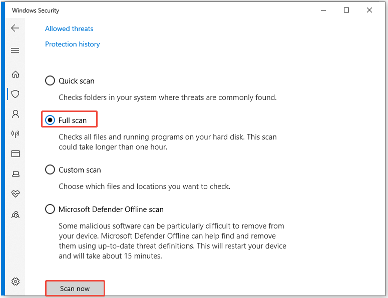 pick a scan manner and click Scan now to begin the process