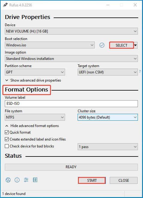 create Windows installation media with Rufus