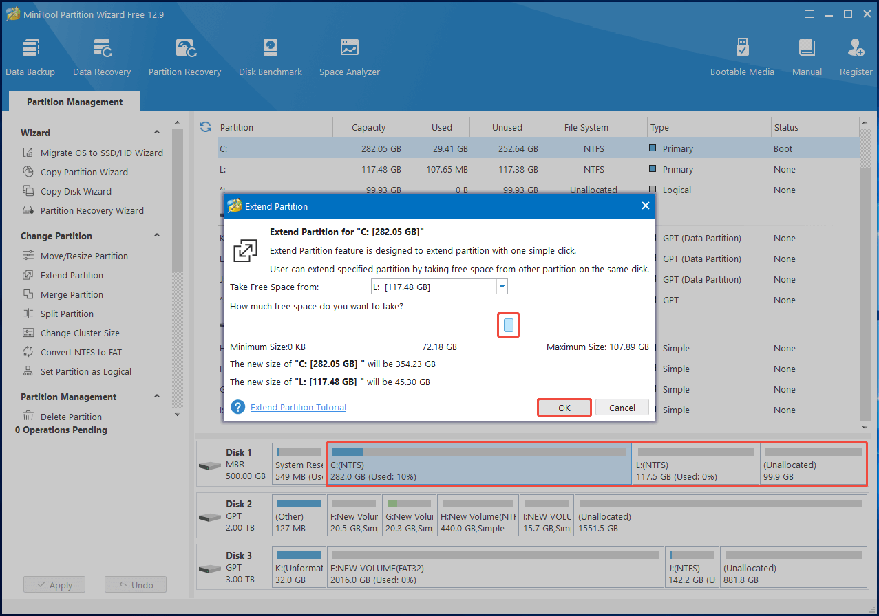 extend C drive with Partition Magic
