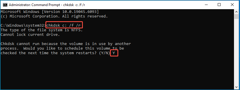 run CHKDSK to fix corrupted file system