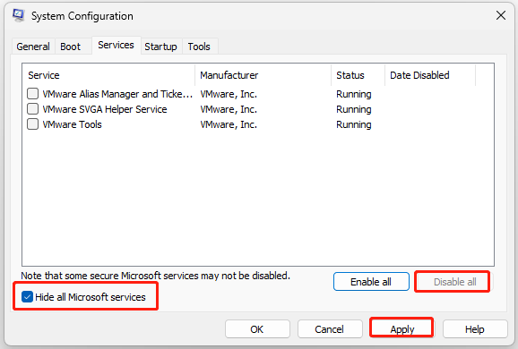 disable all services