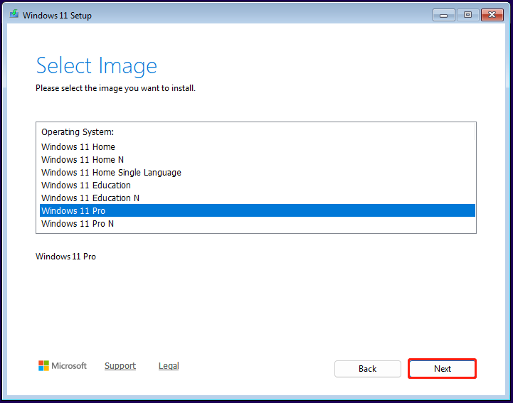 choose the needed image and click Next