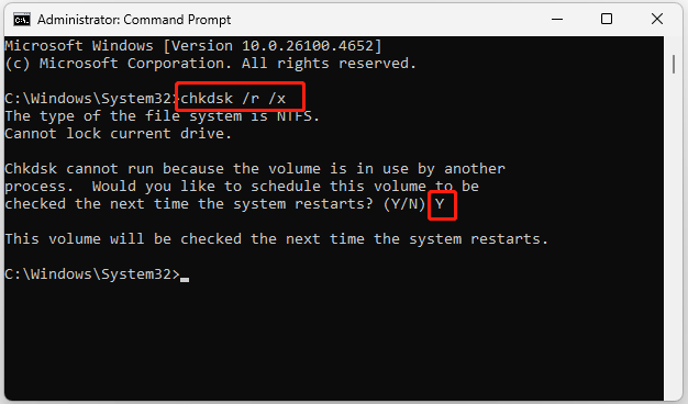 run CHKDSK command