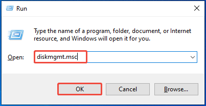 open Disk Management from the Run window