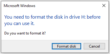 format the disk before you can use it