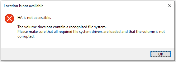 RAW drive is not accessible