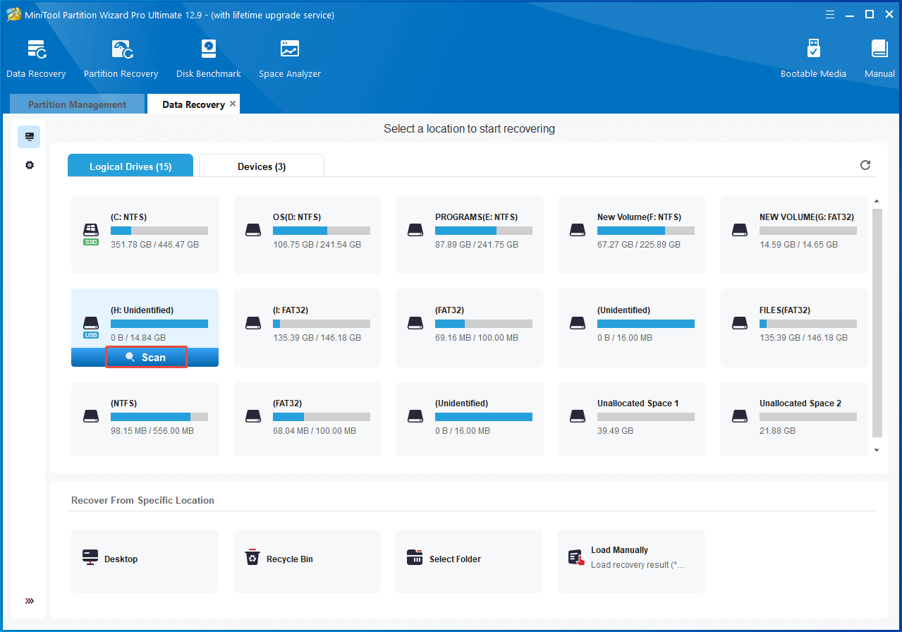 start scanning the RAW drive with Partition Magic