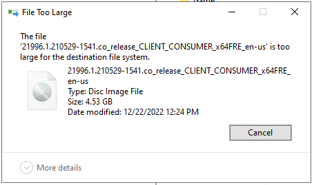 the file is too large for the destination file system