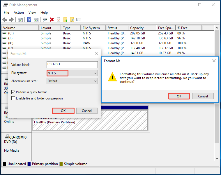 choose settings and carry out the operation
