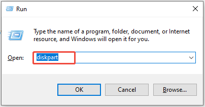 run DiskPart from Run