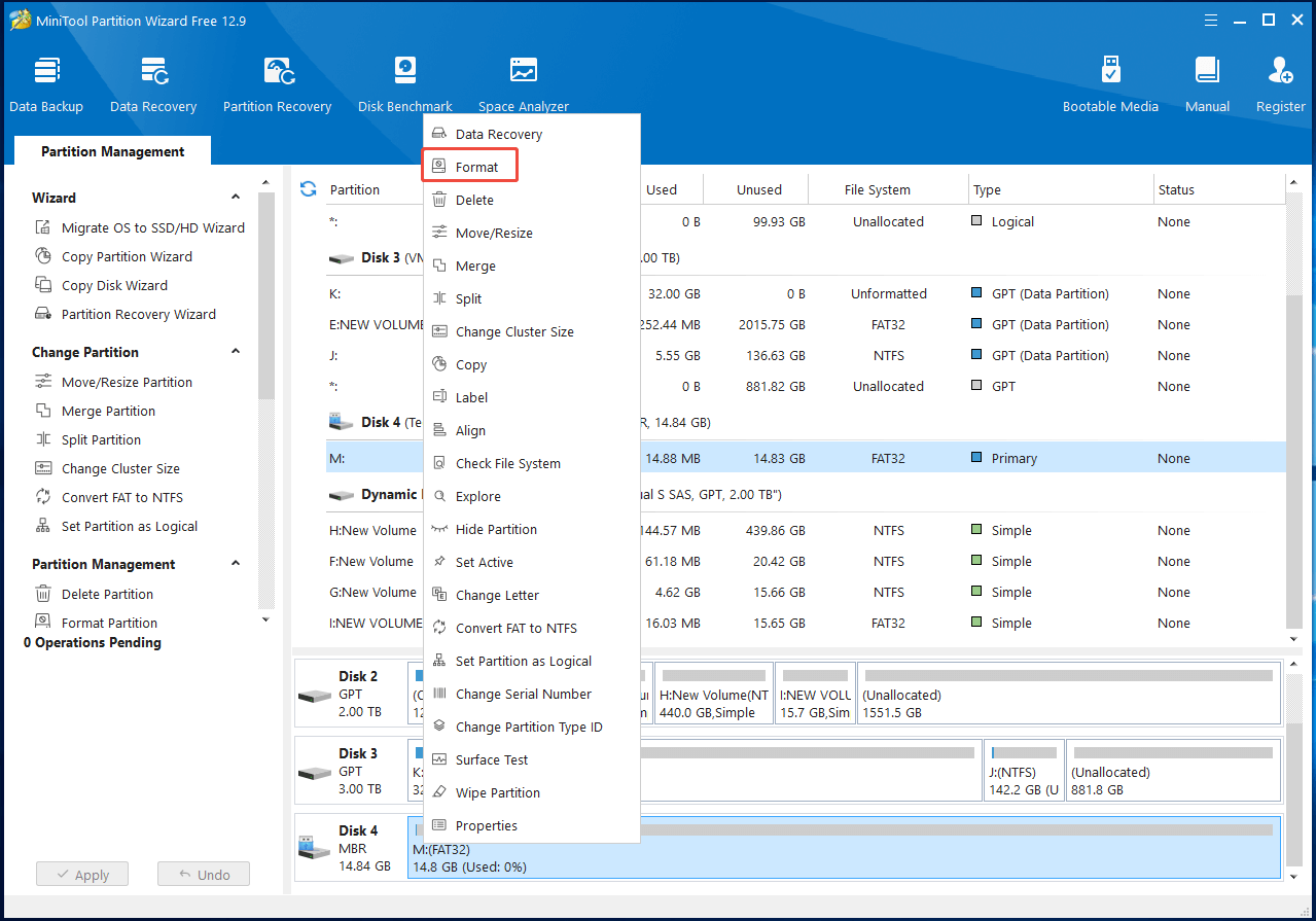 format the drive with Partition Magic