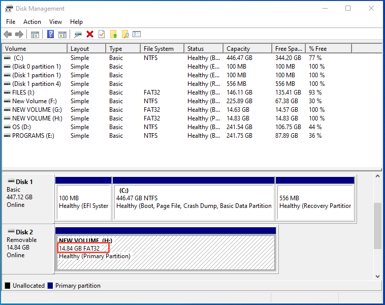 check the file system of the destination drive