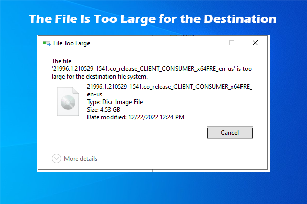 Solved: The File Is Too Large for the Destination File System