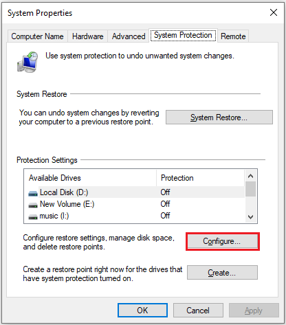 click Configure