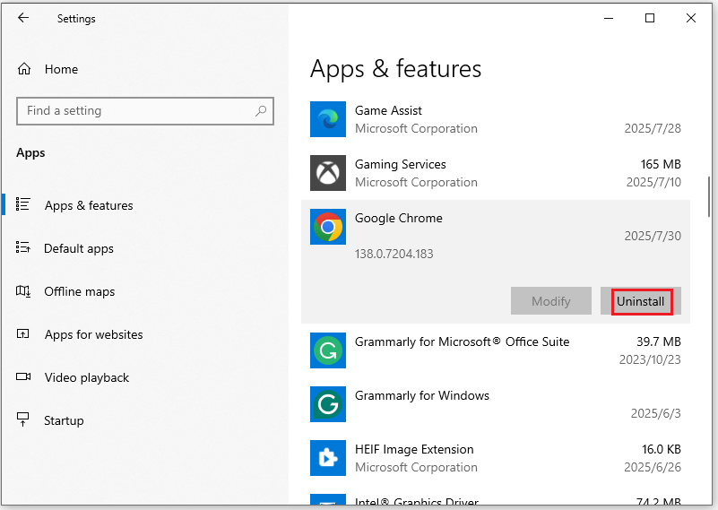 click Uninstall to uninstall your unwanted programs