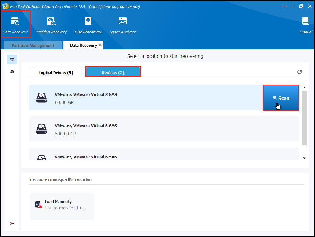 run Data Recovery in MiniTool Partition Wizard