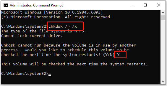 run the CHKDSK command in Command Prompt