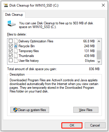 clear unwanted files in Disk Cleanup