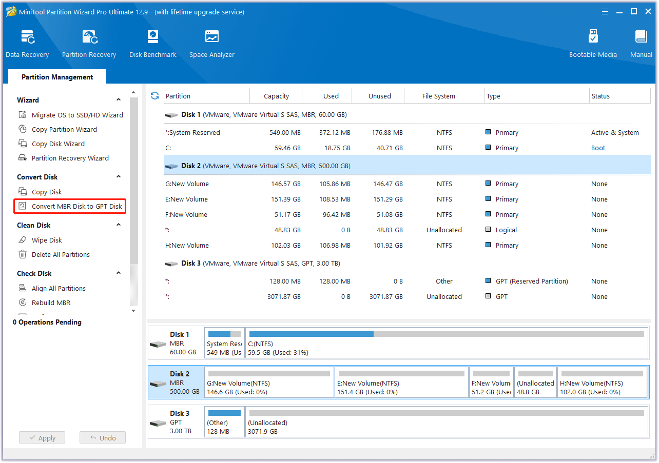 convert MBR Disk to GPT