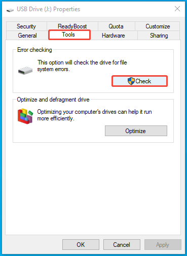 click the Check button