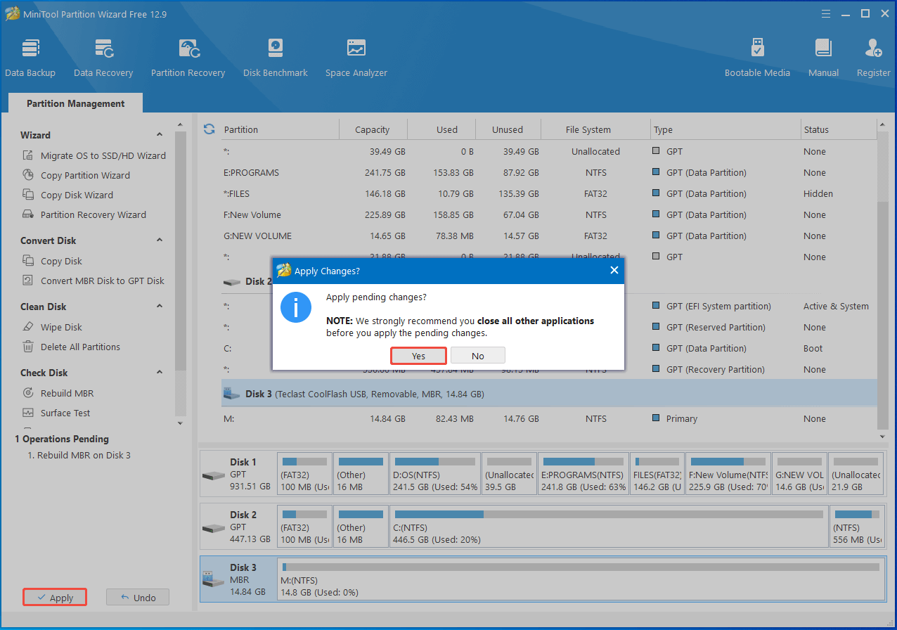let Partition Magic apply the operation