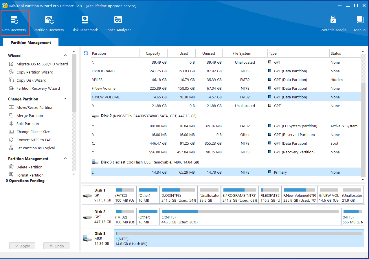 click Data Recovery in Partition Magic