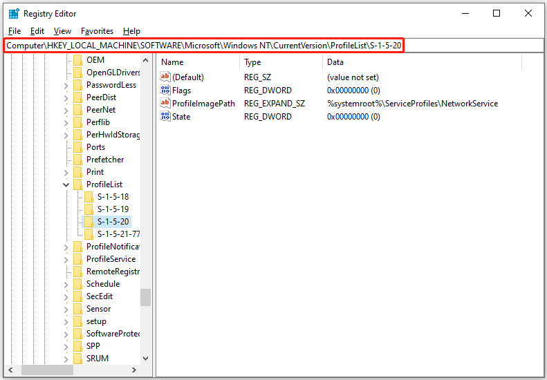 delete the ProfileImagePath key in Registry Editor
