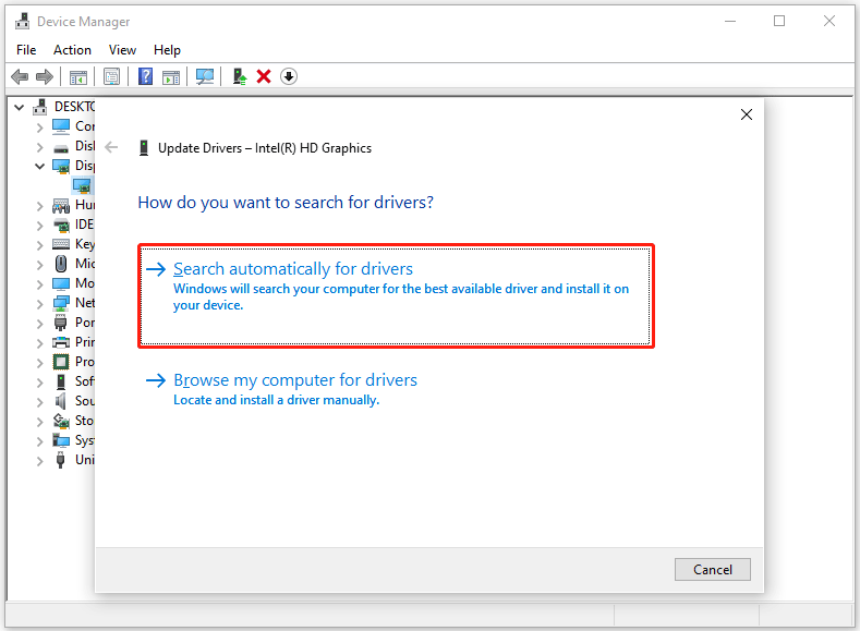 search automatically for drivers