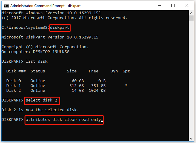 remove write-protection in Command Prompt