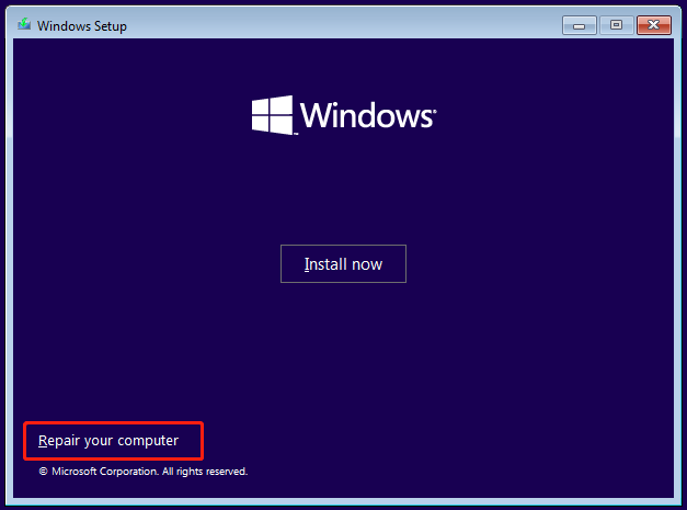 click repair your computer