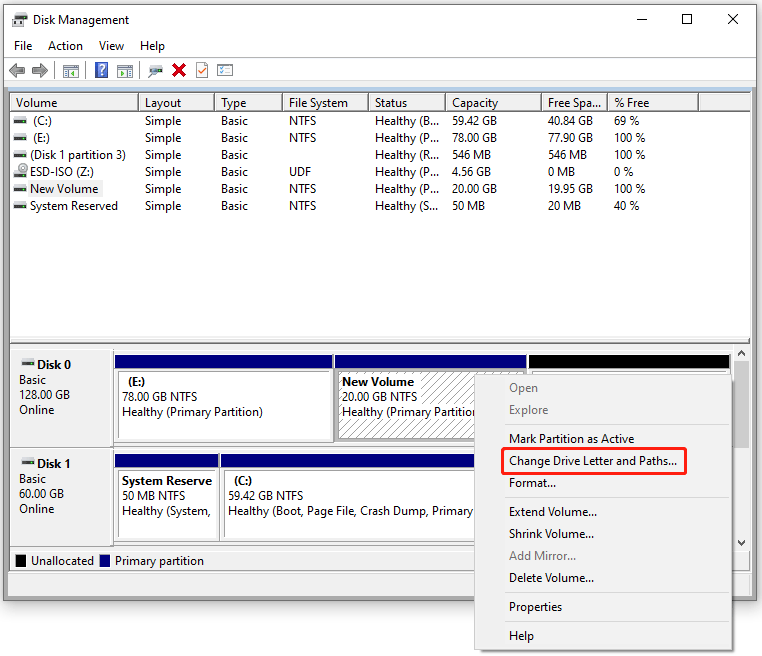 select Change Drive Letter and Paths