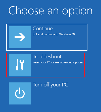 select troubleshoot