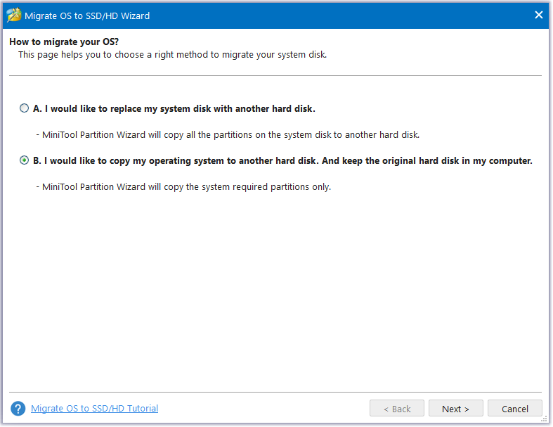 select option B and click Next