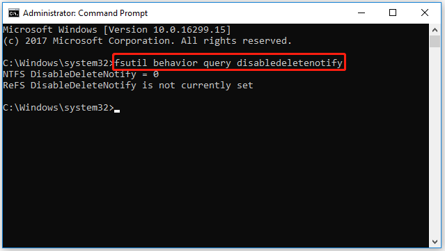 check if TRIM is enabled on Windows