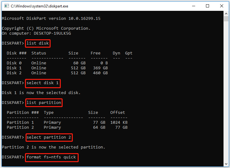 format the SSD using Command Prompt