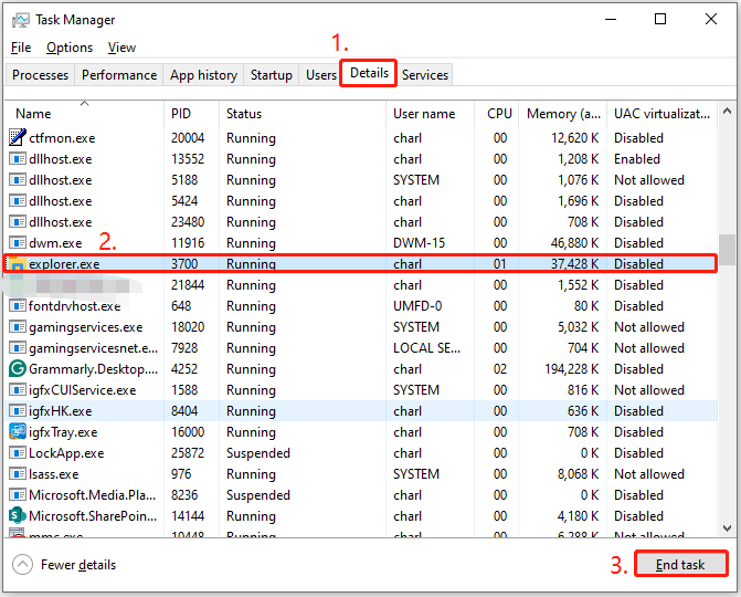 end explorer.exe task in Task Manager