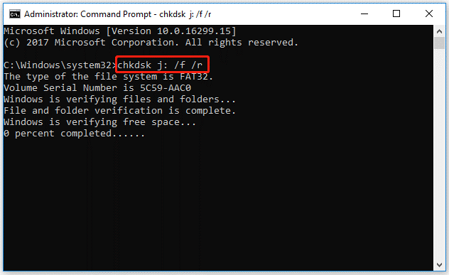 use the CHKDSK command to check the SD card for errors